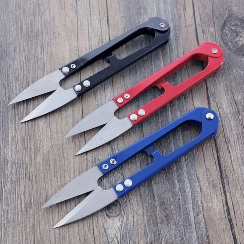 4PCS 실 절단기 바느질 가위 트리밍 클리퍼 자수용 U자형 실 커터 크로스 스티치 바느질 공예용(색상 랜덤)