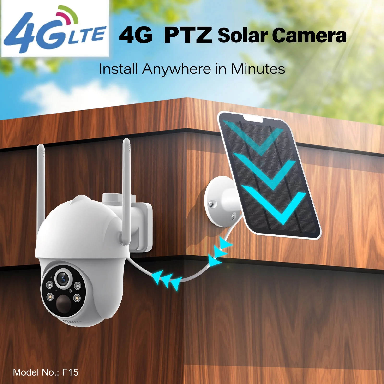 4G Outdoor Security Wireless Solar HD PTZ Camera 1080P Night Vision PIR Motion Detection Monitor Two Way Audio Waterproof