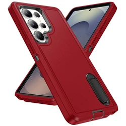 Heavy Duty Shockproof Phone Case with Holder - Galaxy S26 Ultra (Red Black)