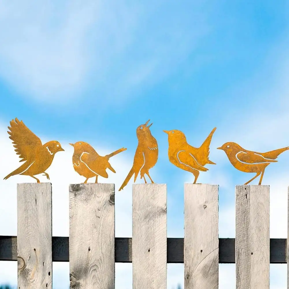 Decoración De Pascua Para Jardín - 10 Piezas Oxidadas | Conejos, Huevos Y Mariposas | Estacas Metal 20cm