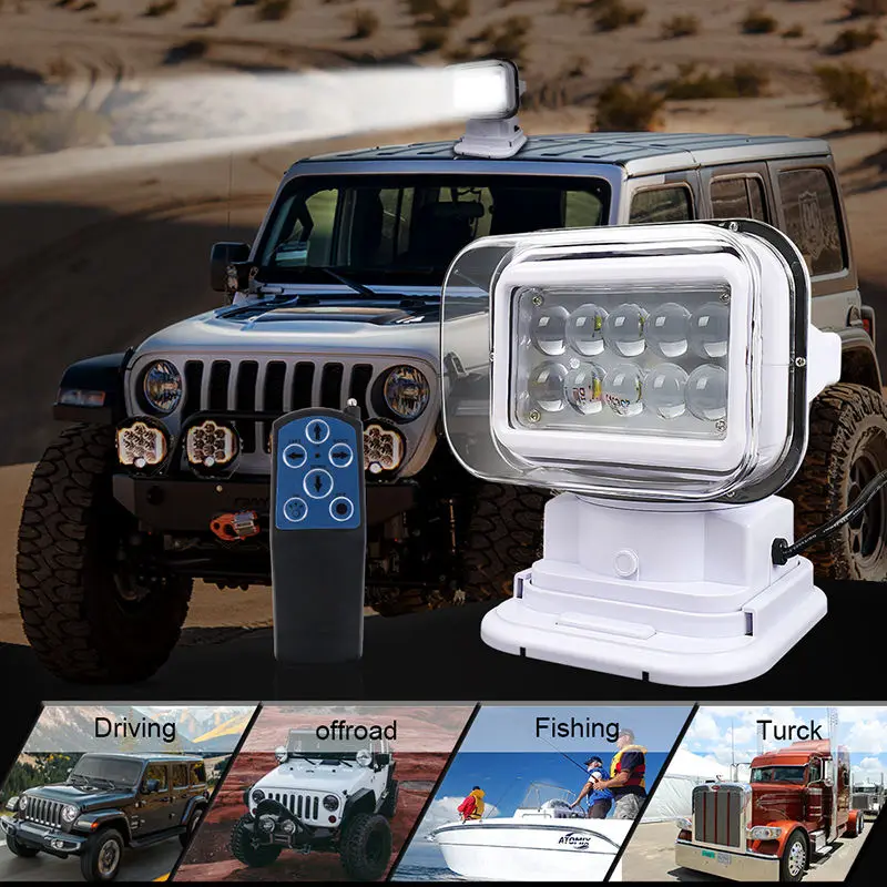 Foco LED De Búsqueda Marina 60W Con Control Remoto - IP67 Impermeable, 6500 Lúmenes, Para Coche, Barco, Exteriores
