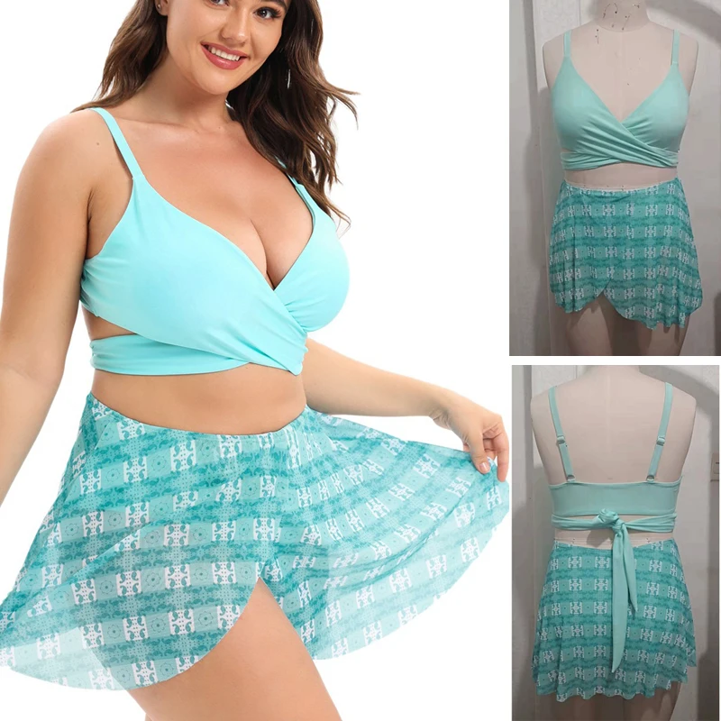 

2023 New Plus Size XL-10XL Women Two Piece Tankini Tummy Control Swimsuit Swimwear Sexy Summer Beach Wear Monokini Tankinis