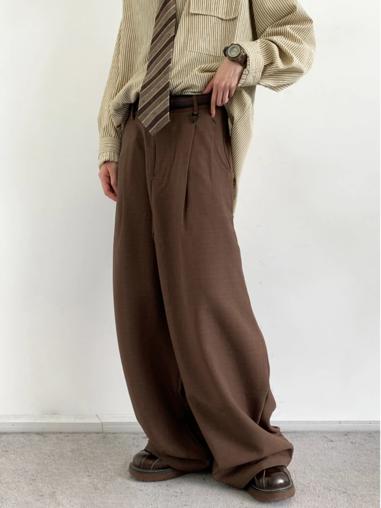 Japanese Streetwear Brown Casual Pants Men Women Vintage Loose Trousers Unisex Korean Fashion Trend Straight-Leg Pants Male casual pants