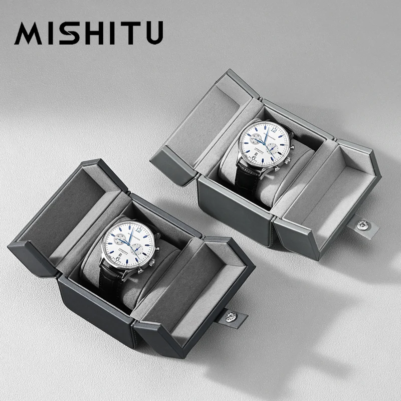 MISHITU Leather Gift Single Organizer Display Double Opening And Closing Design Watch Case Storage Box_voghion.com