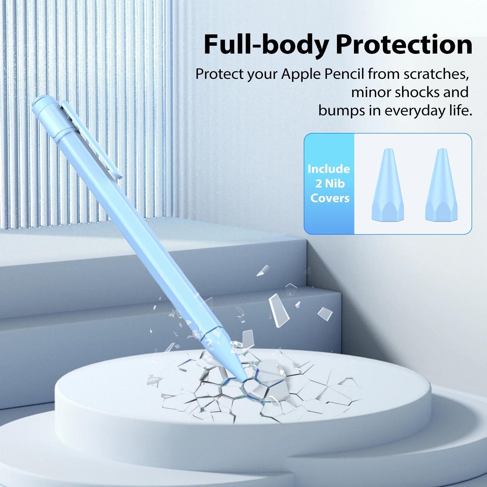 미끄럼 방지 그립 연필꽂이 커버 슬리브, 지지대 마그네틱 충전, 더블 탭, 애플 펜슬 (USB-C) 3 세대