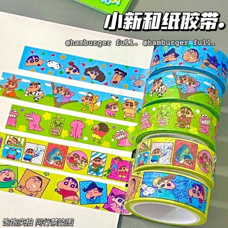 

Crayon Shin Chan Kawaii Stickers Anime New Cute Cartoon Bandai Stickers Student Tearable Diy Hand Tent Paper Tape Gift