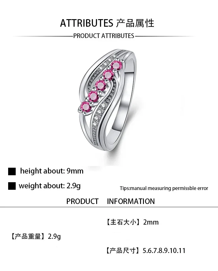 925 Sterling Silver Ring Cross Red Tone for Women Wedding Trendy Jewelry Stamp Dazzling CZ Stone Large Ring Anillos silver ring wedding rings silver rings silver cross ring