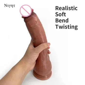 Skin feels real big penis soft Dildo female sex toy Double liquid silicone suction cup Female big Dick Anal toys 18 4