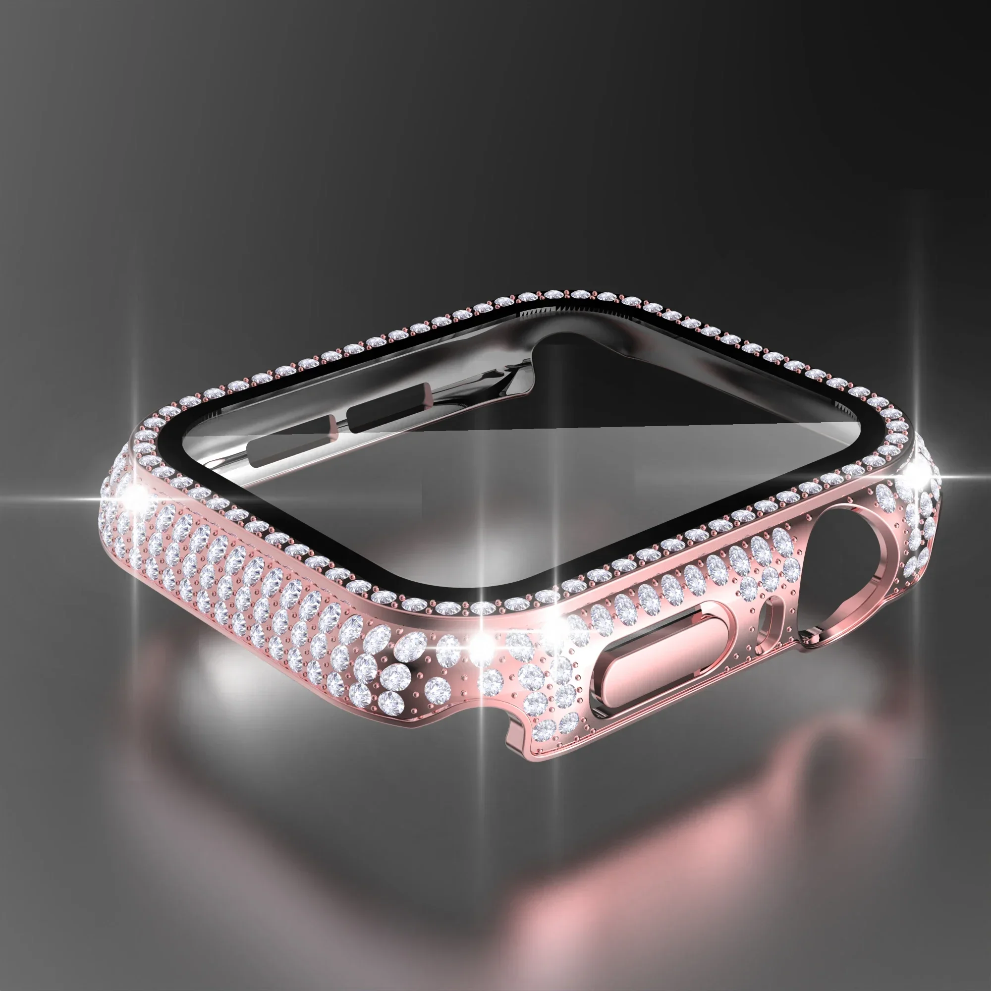 Luxurious Diamond-Embedded Tempered Glass Watch Case Cover