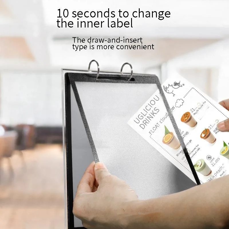 Flip Desk Card Wooden Menu Loose-leaf Book Publicity Display Rack Beech Standing Sign Desk Sign Table Top Price Menu Board