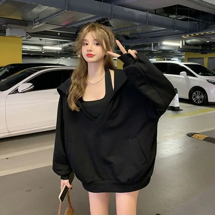女性用ロングVネックスウェットシャツ,ピンクの婦人服,無地の