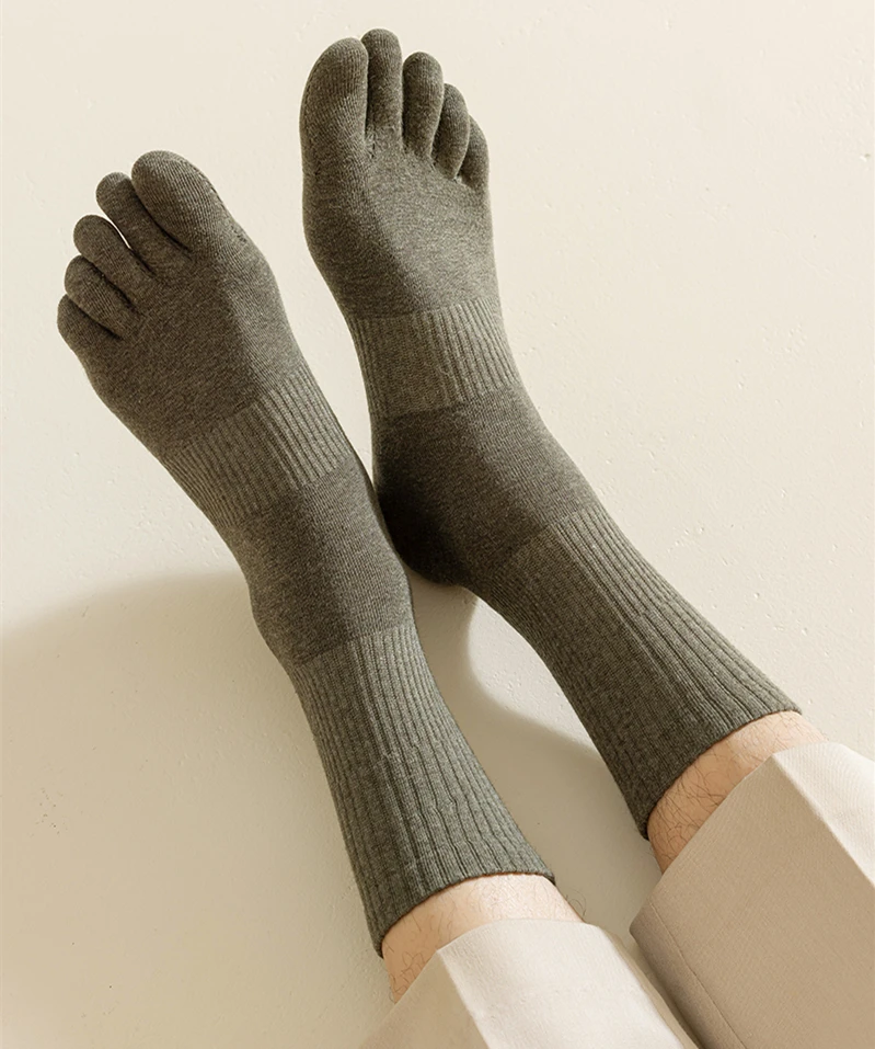 5 Paare/los Männer Fünf Finger Socken Herbst/Winter Wärme 100 % Baumwolle Einfarbig Split Toe Sport Socken Anti-geruch Harajuku Zehen Socke – Detail 16