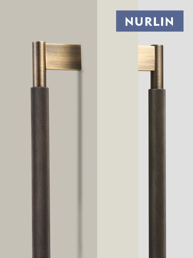 Nurlin ทองเหลืองประตูคู่ด้านเดียว CROSS Knurled ห้องครัวตู้เย็น APPLIANCE ตู้เสื้อผ้าดึงบาร์ไม้ประตูกระจกประตู 1