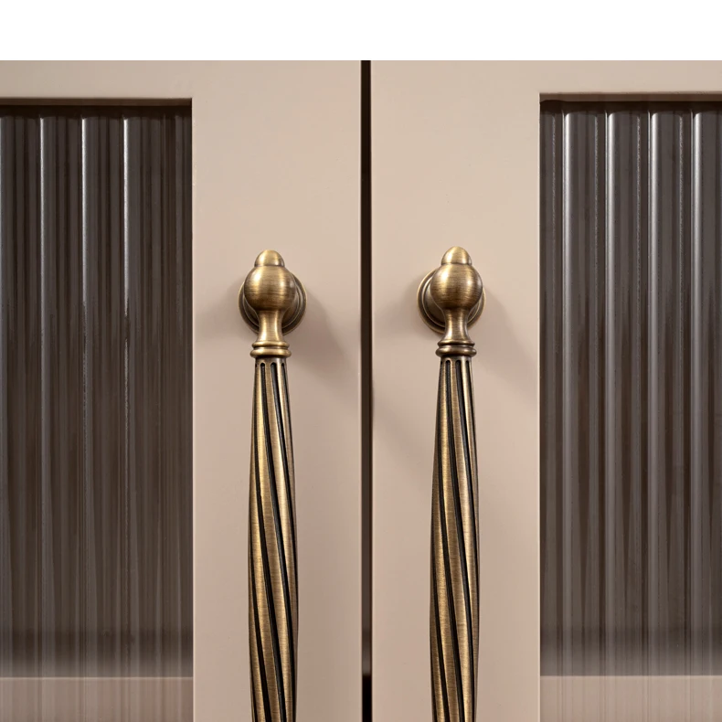 antique brass drawer pull handle close up