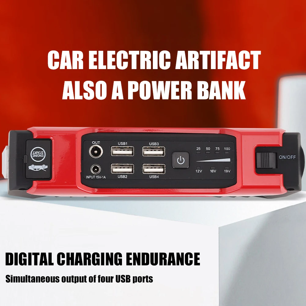 portable car jump starter 20000mAh 12V Car Battery Booster Car Battery Starter Portable Emergency 15V/1A 4 USB Wireless Charging LED Torch car battery jump starter