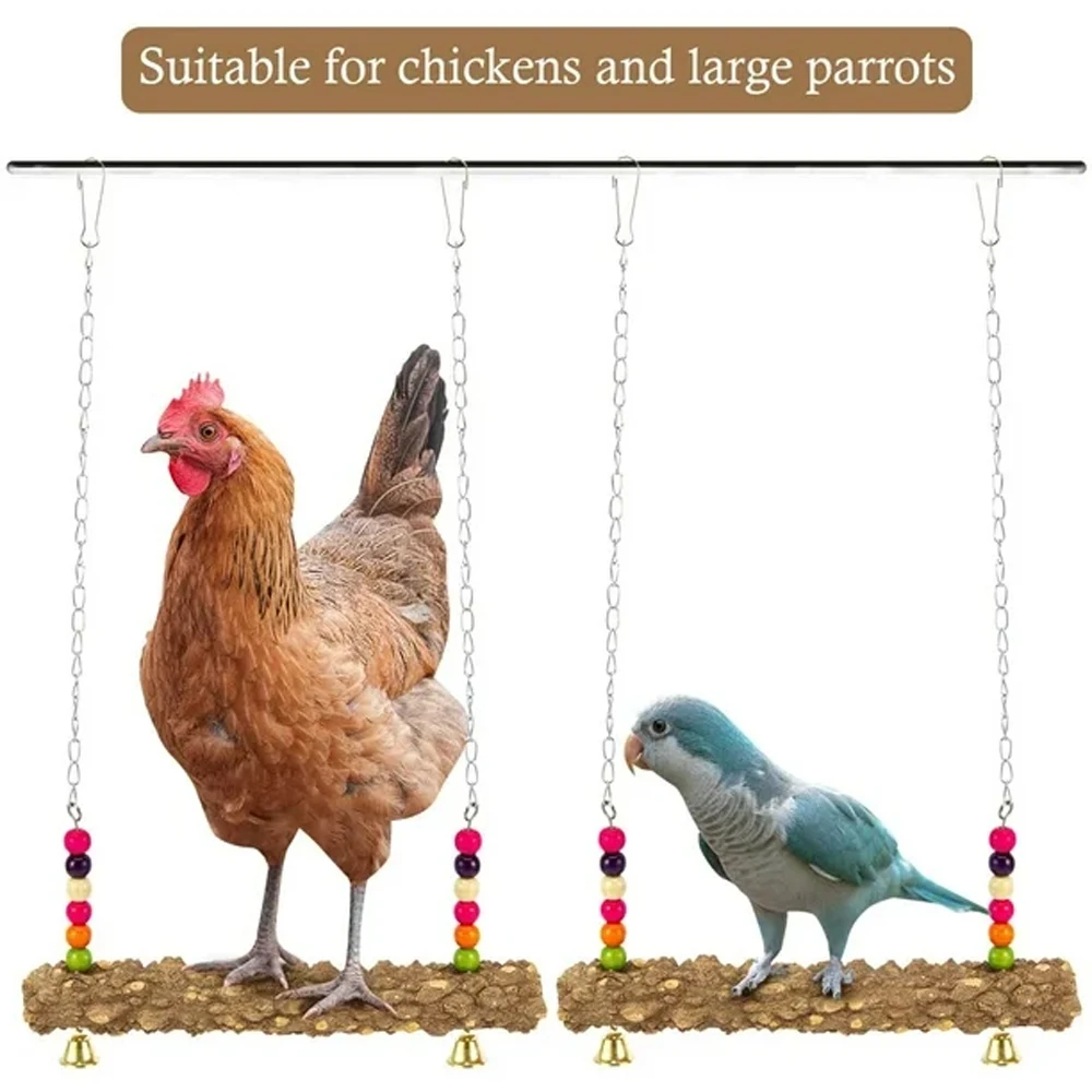 Pet Chicken Swing Birds Chew Toys Wooden Stand Perch for Hens Handmade Bird Swing Parrots Toy for Large Bird Parrot Hens Macaw