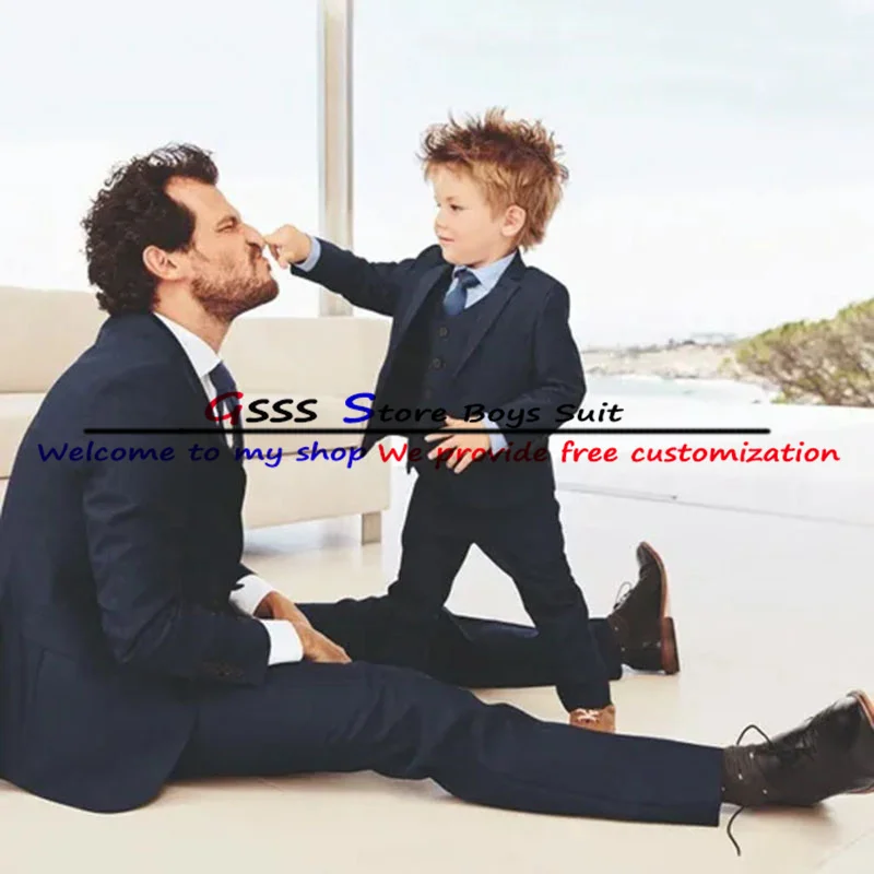 

Suit for Boys Wedding Tuxedos Slim Fit Blazer Set Formal Child Jacket 3 Piece Pants Vest Jacket Custom
