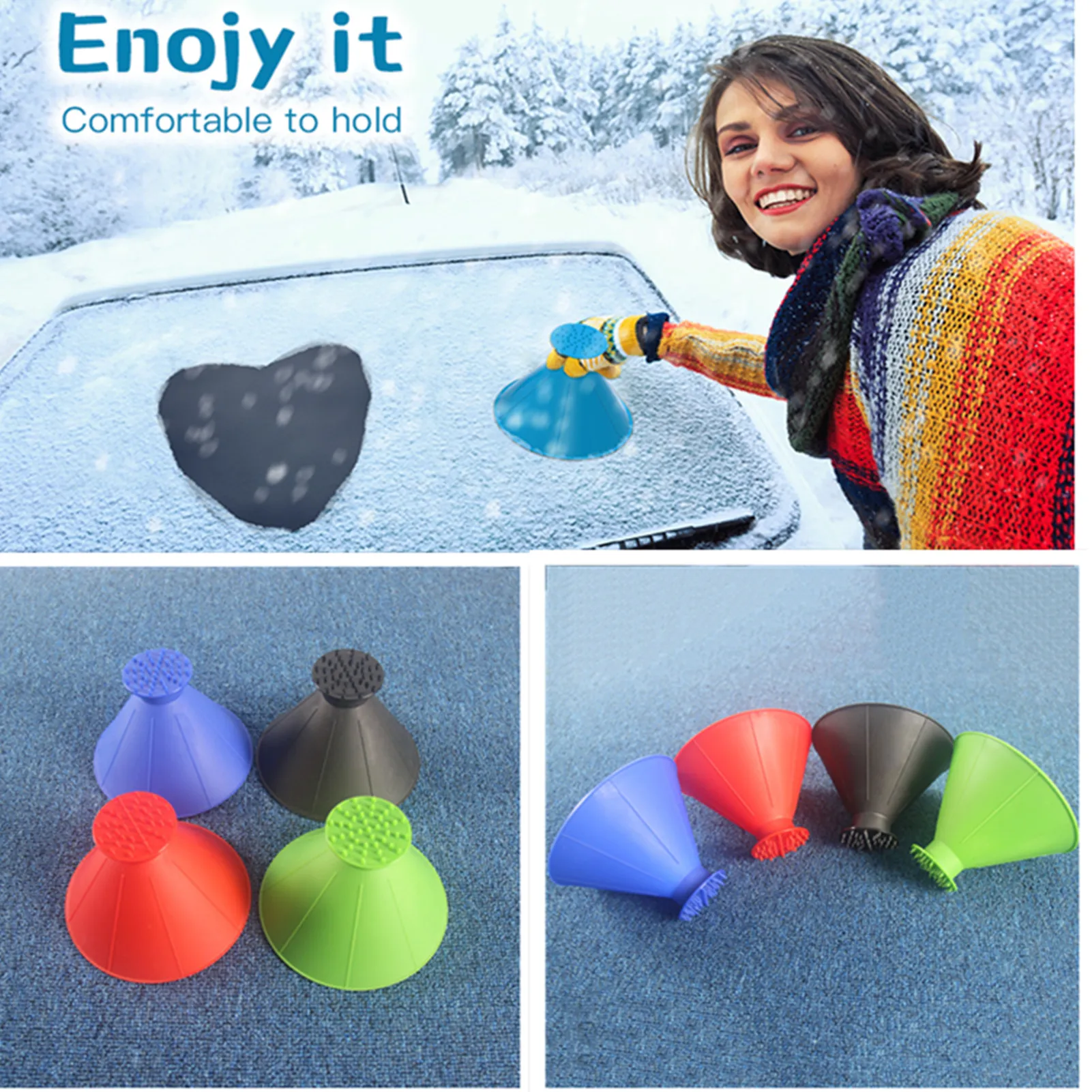  3 Pcs Magical Ice Scrapers for Car Windshield, Round Snow  Scraper with Funnel, Cone-Shaped Car Snow Remover, Car Window Scraper for  Ice & Snow, Car Winter Accessories, Gift for Chrismas (Green) 