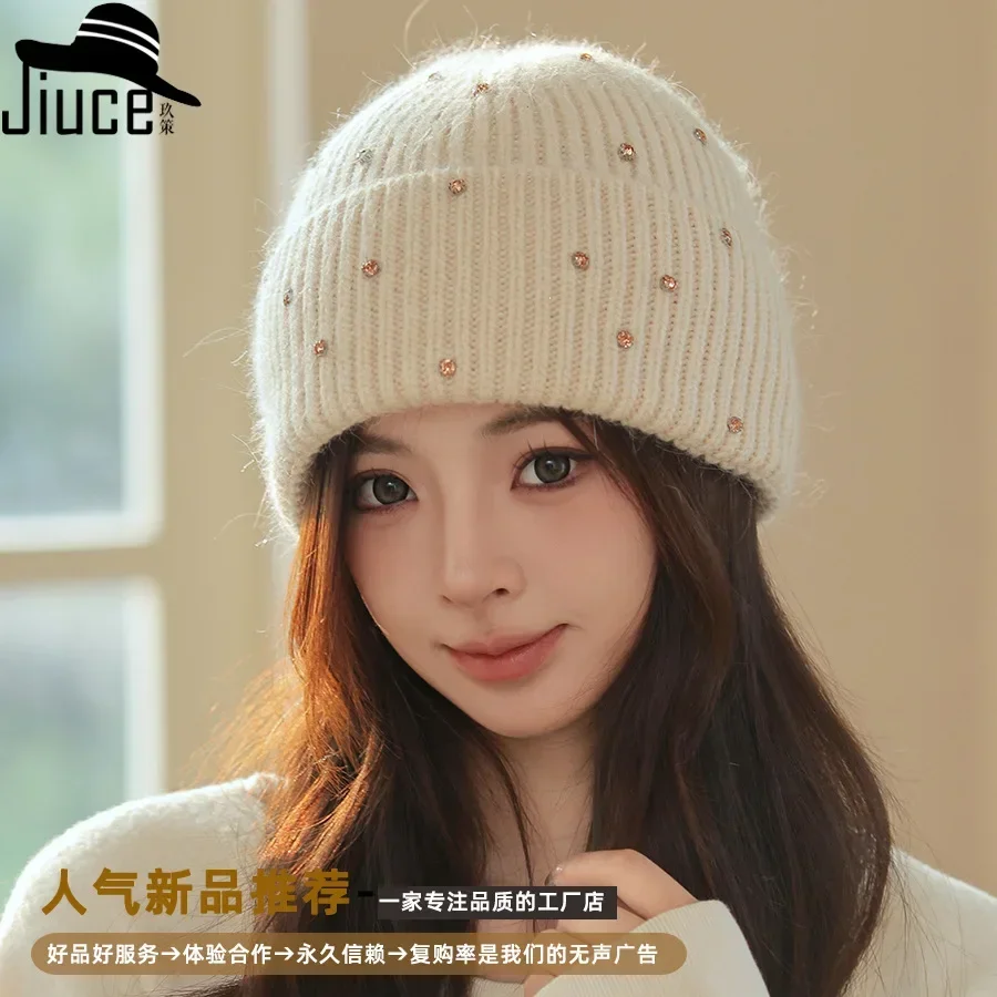 

Rabbit Fur Beanies Soft Warm Fluffy Winter Hat for Women Angora Knitted Hat Skullies Beanies Female Bonnet Woman Knit Cap