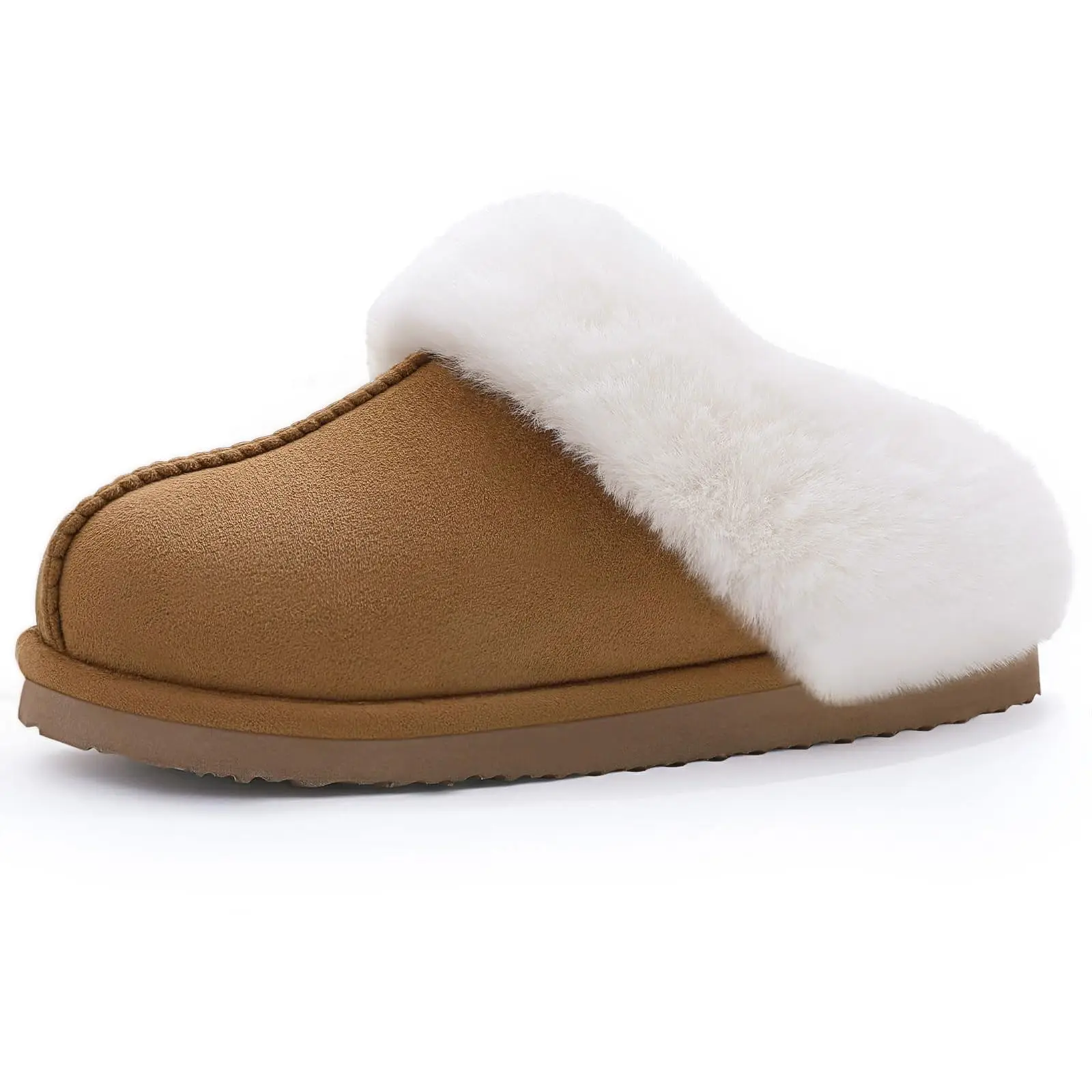 Women Suede Fur Slippers Winter Indoor Soft Flat Shoes