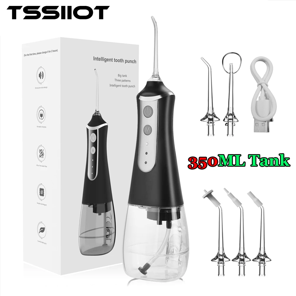 Oral Irrigator Tooth Scaler 3-speed adjustment Water Flosser Portable Dental Water Jet 350ML IPX6 Waterproof Teeth Cleaner