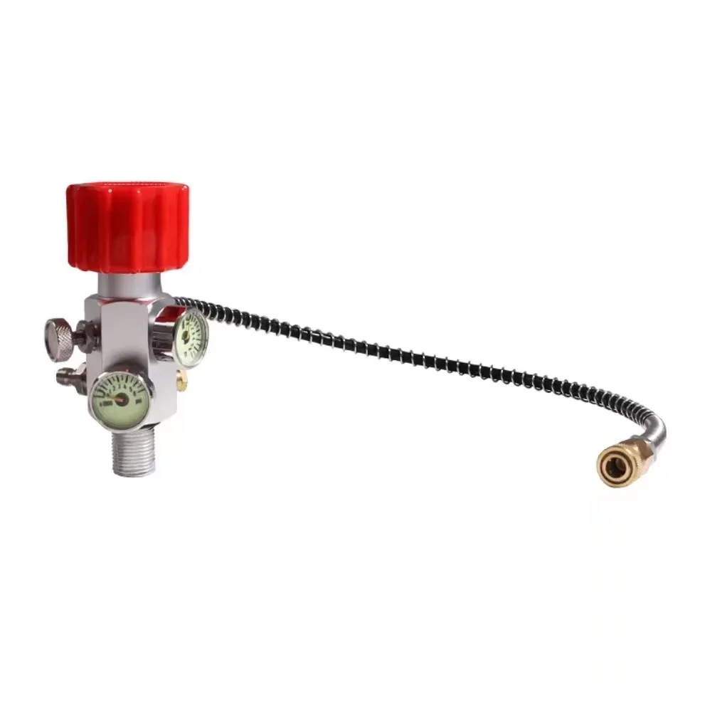 ACECARE 4500Psi 300Bar Fill Station Stainless Steel Charging Valve Dual Gauge Regulator Adapter with 24" Inch High Pressure Hose