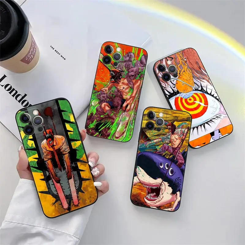 

Chainsaw-Man Anime Phone Case for iPhone 11 15 Pro Max Case Coque 14 Plus 13 Pro 12 11 X XS XR 7 8 SE 2020 15Pro TPU Soft Cover