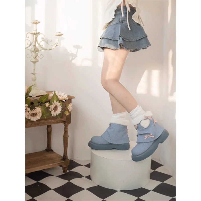 Ankle Boots Women Chelsea New Winter Shoes Fashion Platform Shoes Motorcycle Square Heel Chelsea Comfort Simple Loveliness Shoes