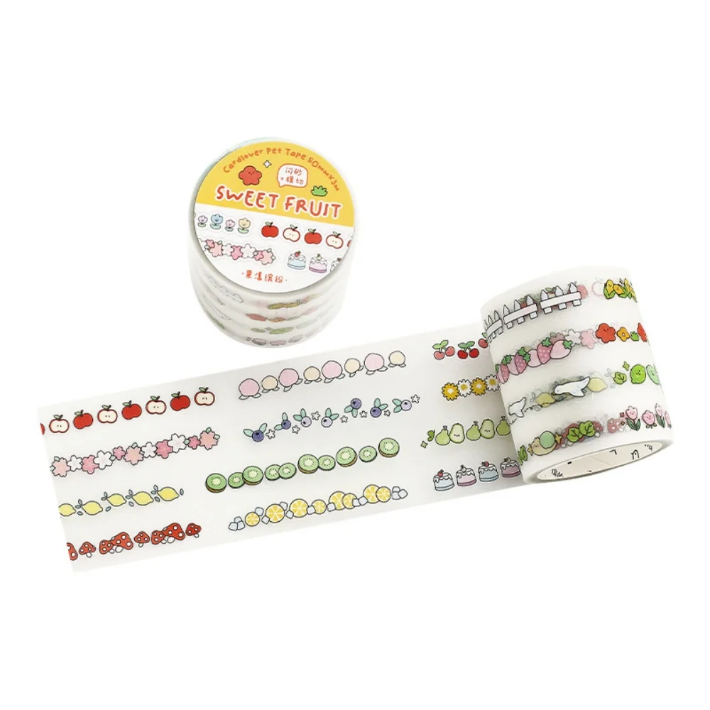 귀여운 반짝이 모래 PET 다이컷 스티커 스트립 50mm*3m 창의적인 핸드북 콜..