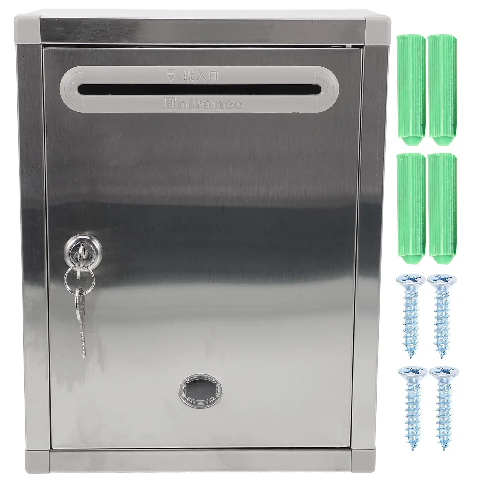 Stainless Steel Mailbox 27x21x11cm Rust proof Wall Mount Letter Box Home Decor Outdoor Use Creative Design Perspex Slot