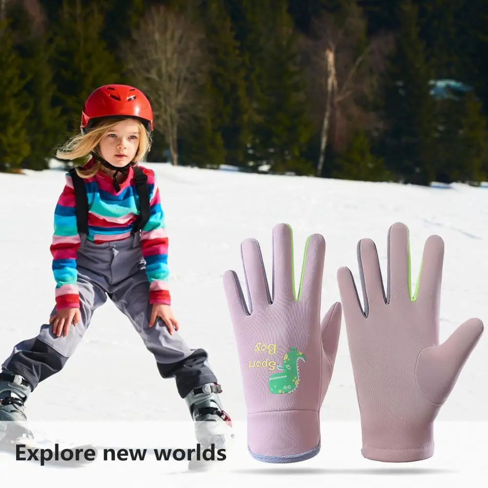 Winddichte, wasserabweisende Kinder-Fahrradhandschuhe mit Cartoon-Print und Fleece-Futter, Outdoor-Thermo für den Winter_voghion.com