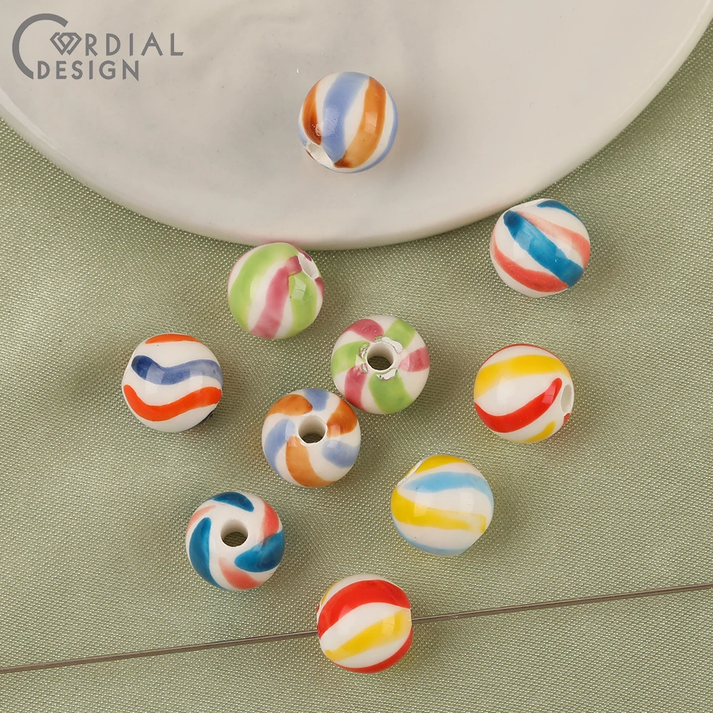 Cordial Design 100Pcs 10*10MM DIY Necklace Bracelets Making/Multicolor Ceramics Beads/Hand Made/Jewelry Findings & Components - cordial