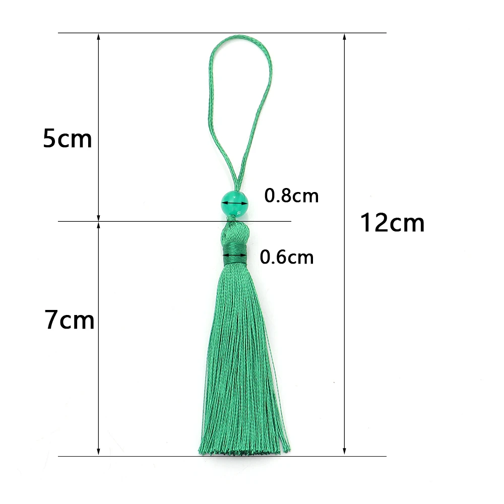 10pcs 폴리 에스터 실크 태슬 프린지 12cm 태슬 수제 소프트 공예 태슬 북마크 쥬얼리 만들기위한 미니 비즈 태슬