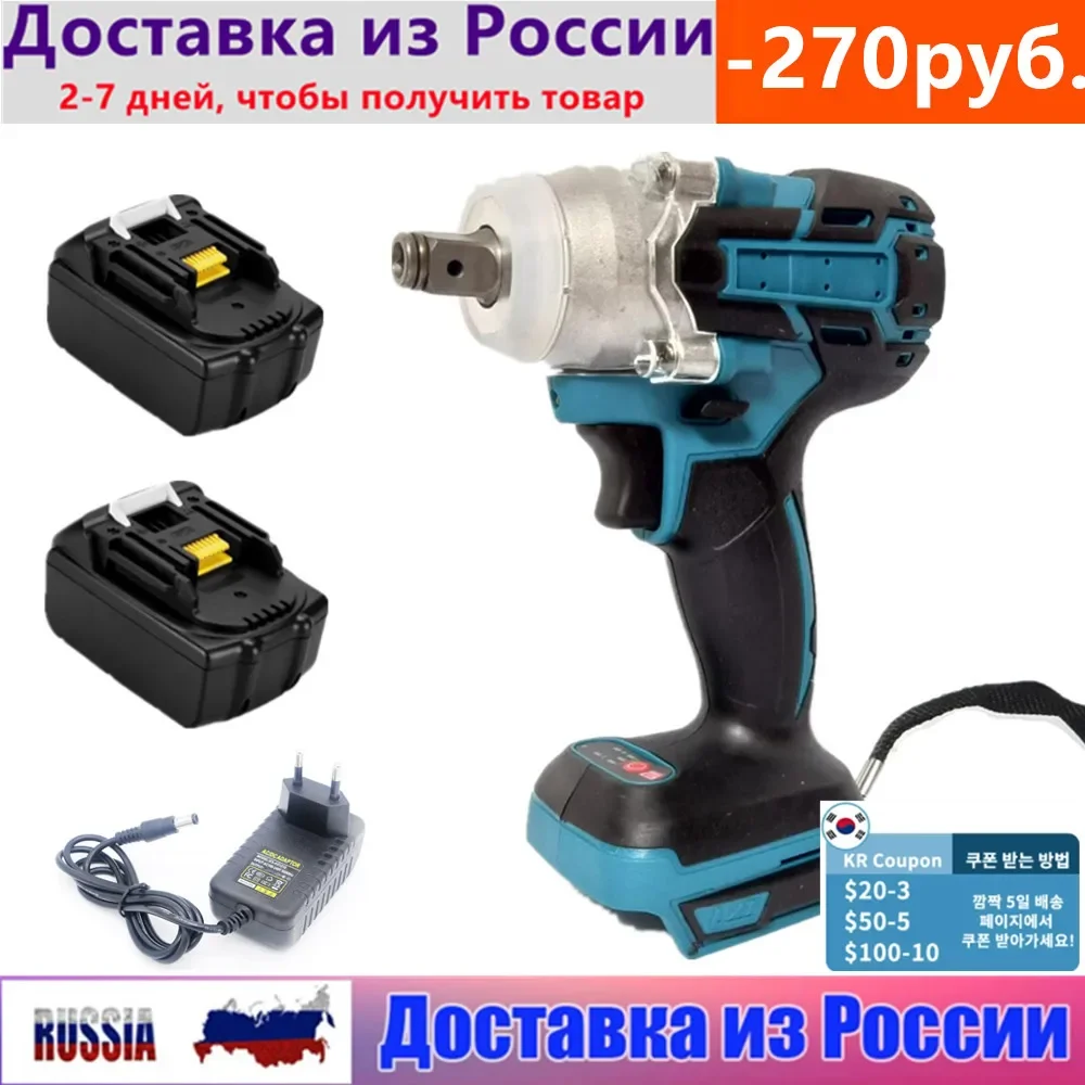 

18V 2 In 1 Brushless Cordless Electric Impact Wrench 1/2Inch Power Tools 15000Amh Li Battery LED light Adapt To Makita Battery