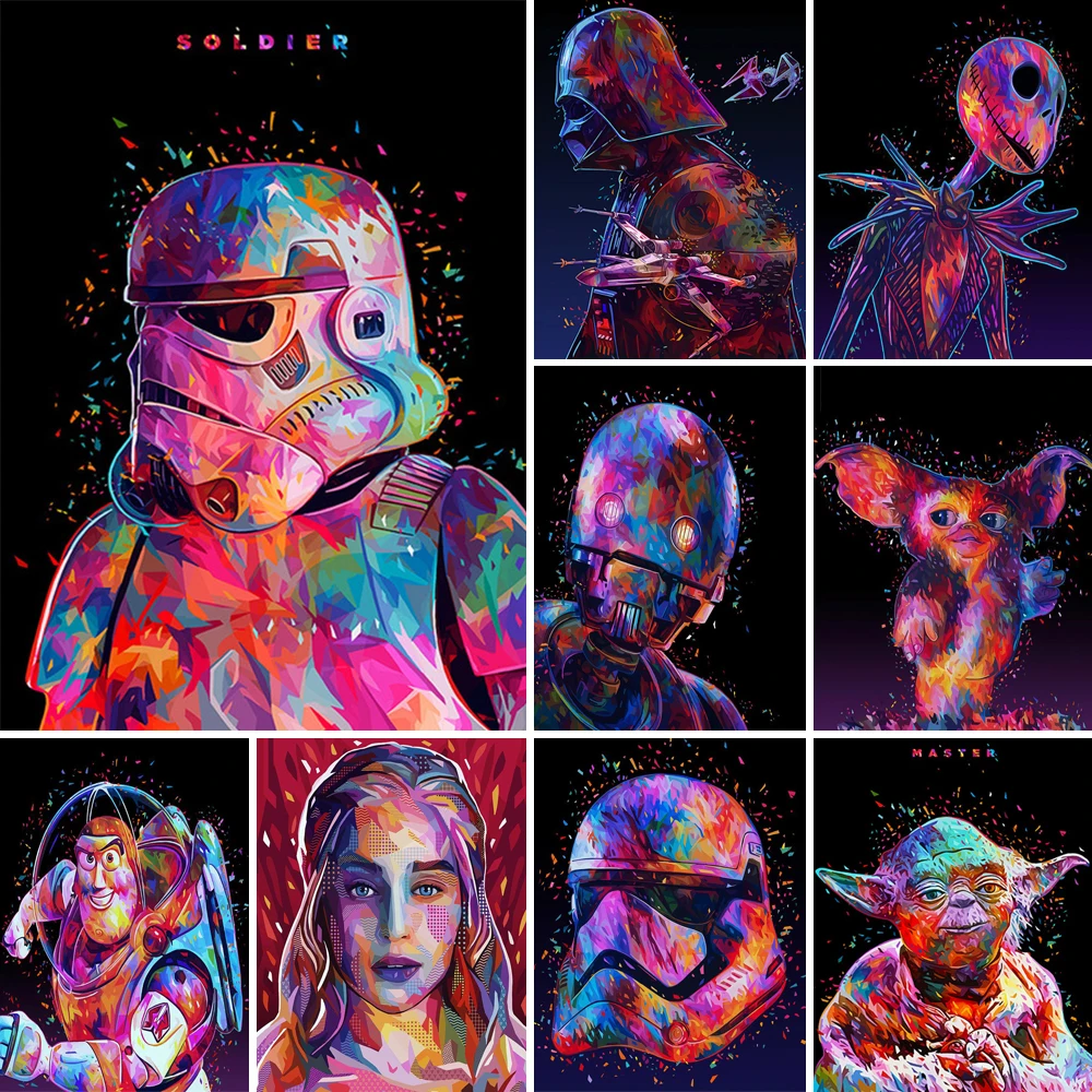 Star Wars Diamond Painting 5D Disney Full Round Drill Darth Vader Yoda Diamond Ricamo Strass Kit Home Decor