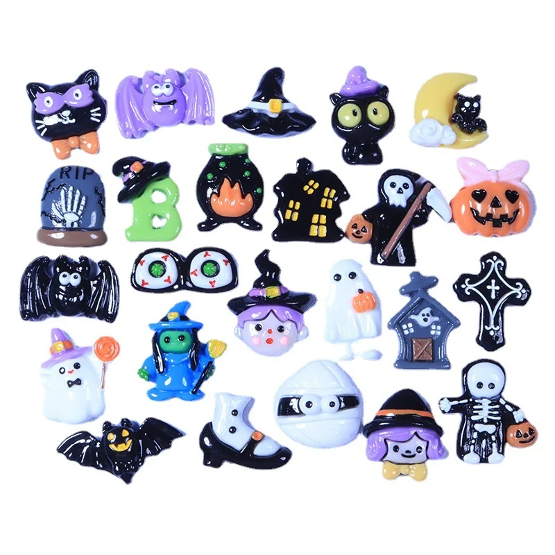 

10Pcs Halloween Series Flatback Resin Pumpkin Skeleton Ghosts Cabochon Decor Accessories DIY Scrapbook Phone Charm Embellisments