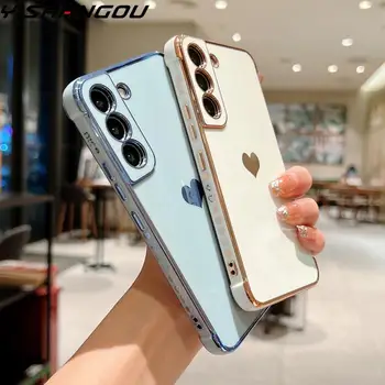 삼성 갤럭시 S24 S22 S23 울트라 S21 S20 S23 FE A52 A53 A13 A54 A14 러브 하트 사이드 패턴 휴대폰 커버용 럭셔리 도금 케이스 상품 이미지