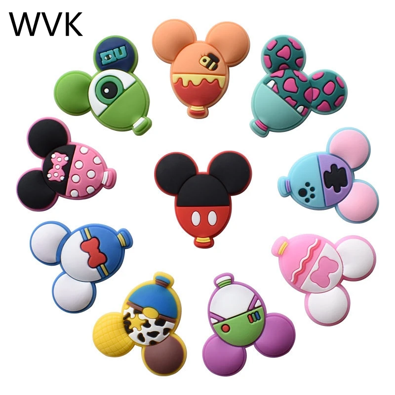 

10Pcs Cute Cartoon Mickey Croc Charms Packs Shoe Decoration Sets Kids Shoe Charms jibbtz Set Cros Accessories Wholesale Bulk