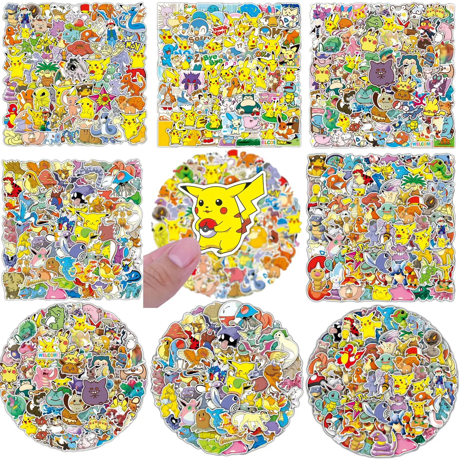 

80pcs Pokemon Pikachu Sticker Kawaii Bulbasaur Charmander Squirtle Laptop Skin Girls Toys Cartoon Decal Children Birthday Gifts