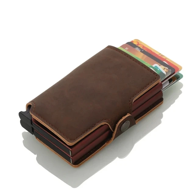 Business Credit Card Holder Wallet Double Aluminum Box Wallets RFID Card Organizer Small Money Bag