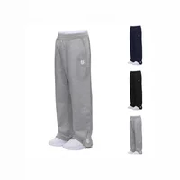 Retro Y2K Streetwear Hip Hop Loose Elastic Waist Zipper Casual Trousers Pure Color Sporty Comfortable Knitted Men's Pants