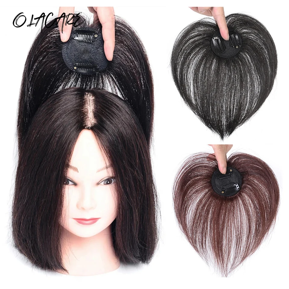 

Replacement Piece Hair Covering White Hair Natural Invisible Seamless Hair Clip In Hair Bangs Hairpiece Synthetic Fake Bang Hair