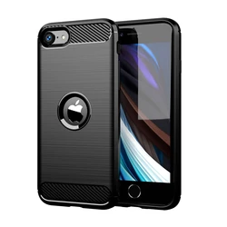 Shockproof Carbon Fiber TPU Phone Case - Enhanced Protection Cover for iPhone SE 2022 (Black)
