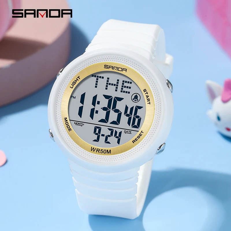 

SANDA Watch 6023 Fashion Sport Women's Watches Pink 50M Waterproof Digital Watch for Girl Casual Wristwatch relogio feminino