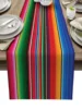 Mexican Serape Linen Table Runner Dresser Scarf Decor Colorful Striped Mexican Fiesta Day of The Dead Table Runner Party Decor 1