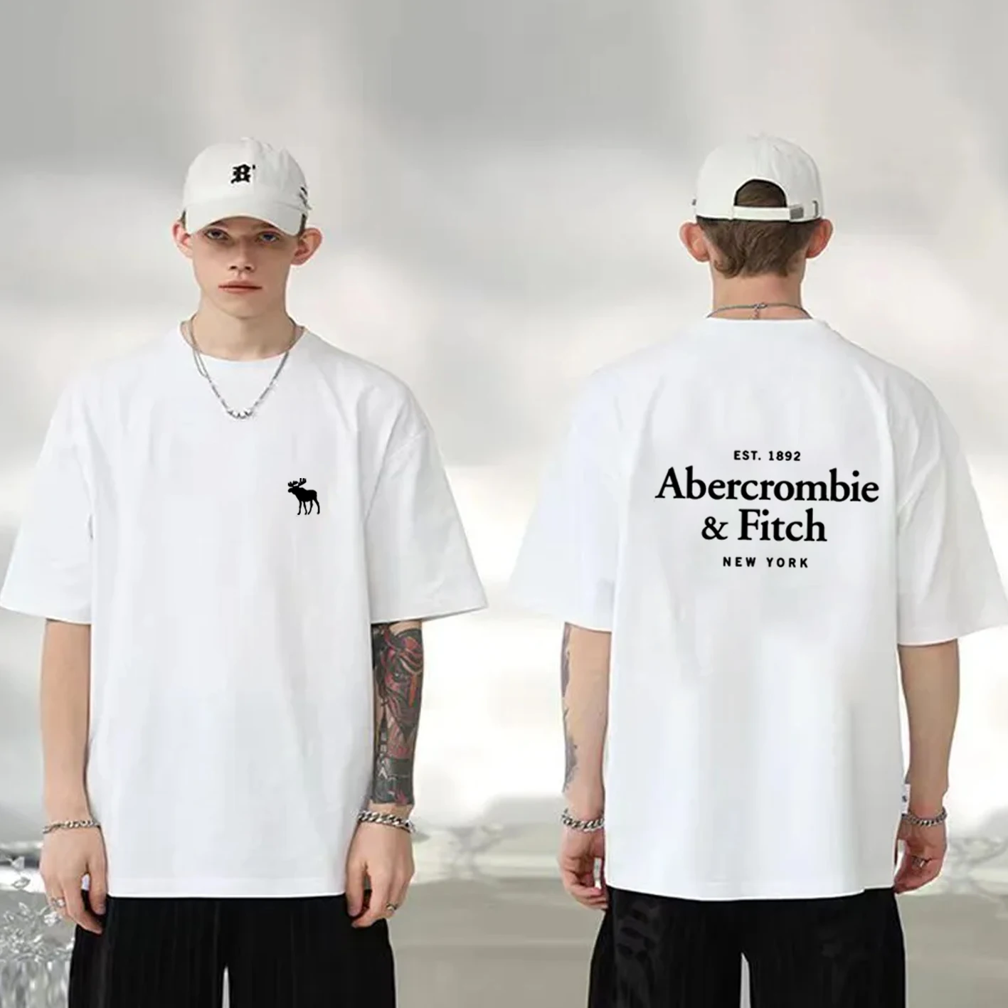 

Luxury Brand T Shirt Abercrombie Mens Letter Print Summer Short Sleeved Casual Tees Man Clothes Cotton Oversized Street Tops
