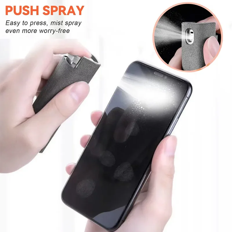 2 in 1 Screen Cleaner Spray for Mobile Phone PC Tablet Ipad Screen Dust Remover Microfiber Wiper Cloth Polish Cleaning Tools