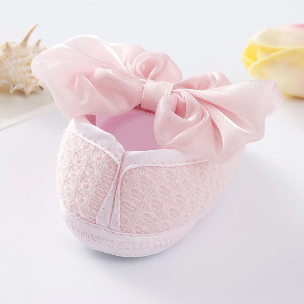 Spring Autumn Infant Baby Girl Net Yarn Bowknot Princess Shoes Toddler Soft Sole Walking Shoes For 0-18Month