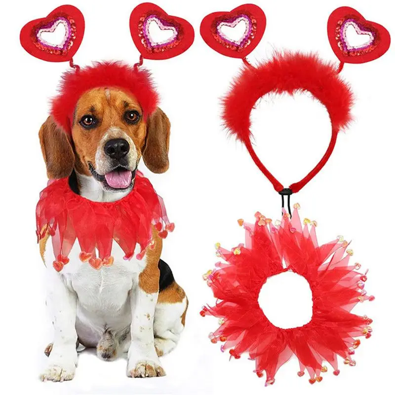 

Pettiskirt Clothing Pet Valentine's Day Party Clothing Accessories Dog Valentine's Day Bow Headband