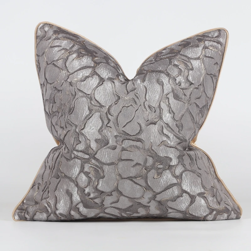 

High Precision Jacquard Cushion Cover Silver Gray Stripe Design Decorative Pillows Comfort Wear Resistant Sofa Chair Pillowcase